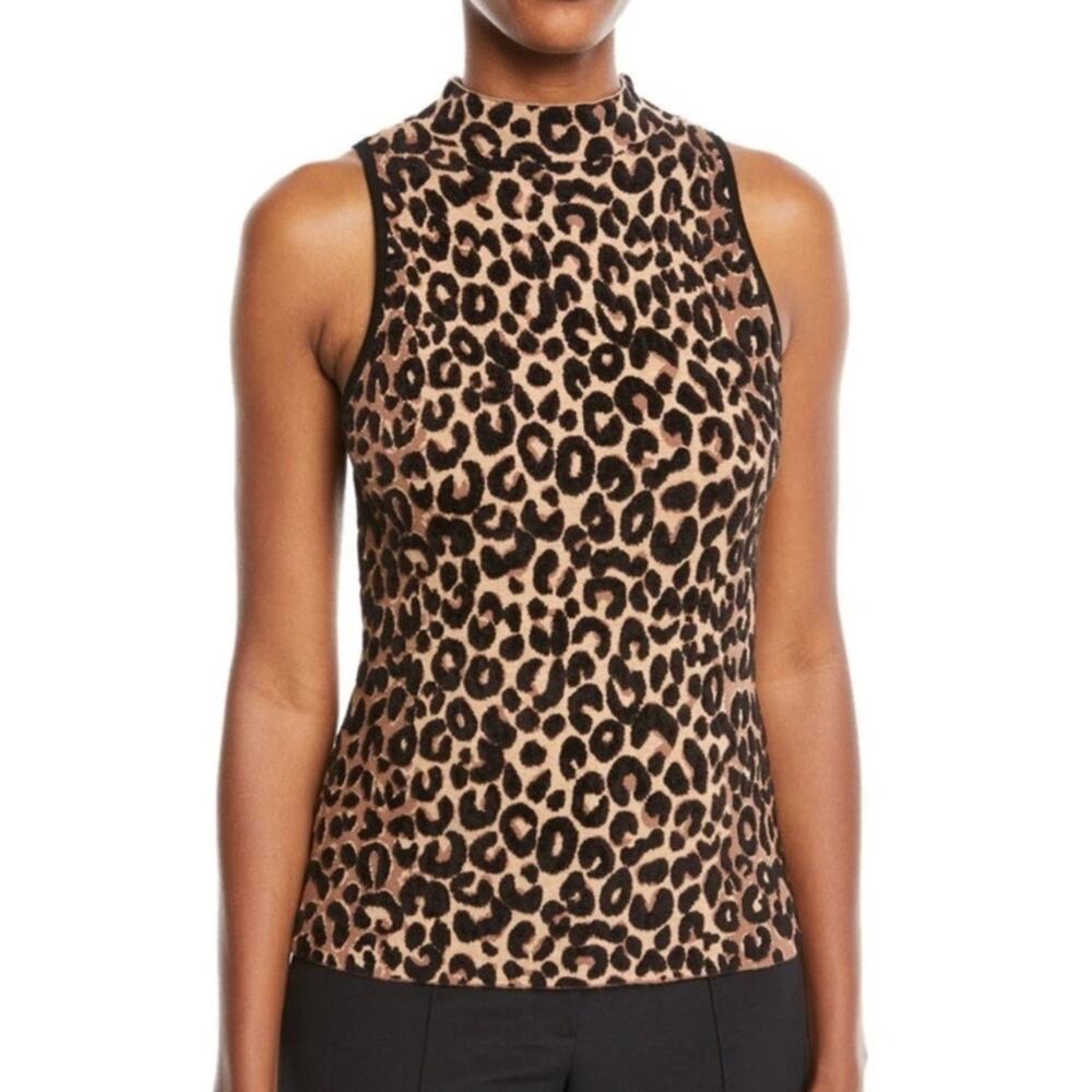 Milly Womens Sleeveless Cheetah Knit Top Size XS Mobwife Loud Luxury Designer